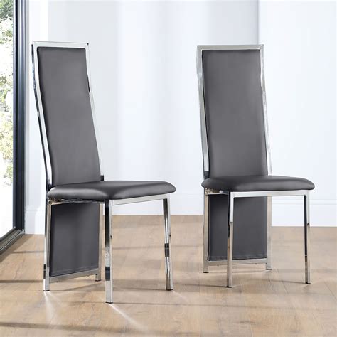 leather and chrome dining chairs|Gray And Chrome Dining Chairs